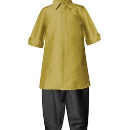 A T U N Boys Gold-Toned Regular Kurta with Pyjamas-26