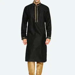 RG DESIGNERS Men Black Yoke Design Regular Kurta with Pyjamas-picture-19