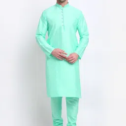 KRAFT INDIA Men Green Regular Kurta with Pyjamas-image-20