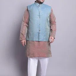 SOJANYA PLUS Plus Size Woven Design Kurta with Pyjamas & Nehru Jacket-93