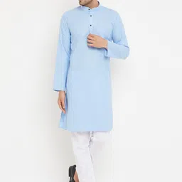 Armaan Ethnic Men Blue Striped Kurta with Pyjamas-image-40