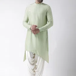 KISAH Men Lime Green Kurta with Dhoti Pants-18