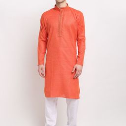 Jompers Men Orange Kurta with Pyjamas-picture-48