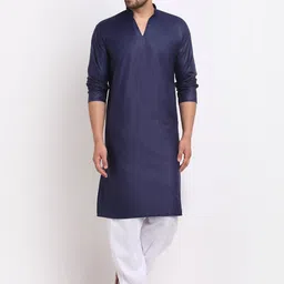 Benstoke Men Navy Blue Kurta with Pyjamas-picture-48