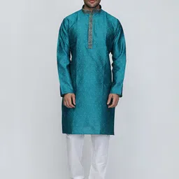 ROYAL KURTA Men Green Dupion Silk Kurta with Pyjamas-41