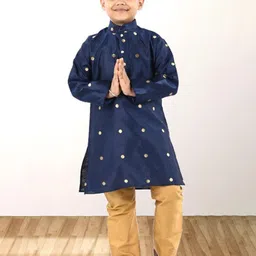 BAESD Boys Woven Design Mandarin Collar Straight Kurta With Pyjama-picture-35