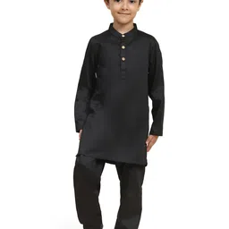 BAESD Boys Band Collar Linen Straight Kurta with Pyjama-picture-14