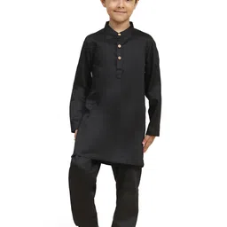 BAESD Boys Band Collar Long Sleeves Straight Linen Kurta with Pyjamas-picture-11