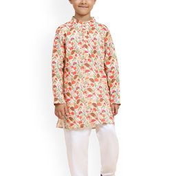 Funny Bones Clothings Boys Printed Regular Linen Kurta with Pyjamas-picture-16
