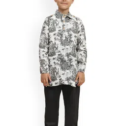 BAESD Boys Floral Printed Shirt Collar Kurta With Pyjama-picture-25