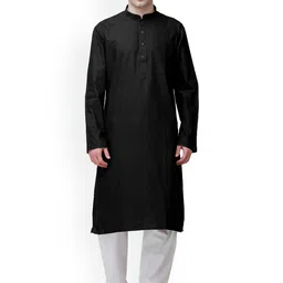 Exotic India Men Regular Linen Kurta with Pyjamas-52