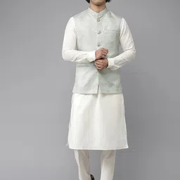 See Designs Men Blue Ethnic Motifs Pure Silk Kurta with Pyjamas-picture-53