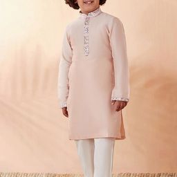 Manyavar Boys Printed Kurta With Pyjamas & Nehru Jacket-image-30