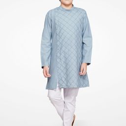 Jeetethnics Boys Grey Printed Thread Work Kurta with Pyjamas-8