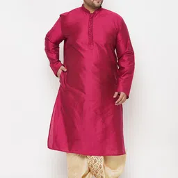 VASTRAMAY Men Fuchsia Kurta with Pyjamas image 1