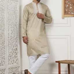 Jompers Men Floral Embroidered Regular Sequinned Kurta with Pyjamas-picture-23