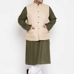 VASTRAMAY Size Men Olive Green Kurta with Pyjamas-30