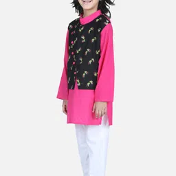 BownBee Pure Cotton Kurta And Pyjamas With Printed Nehru Jacket image 2