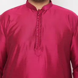 VASTRAMAY Men Fuchsia Kurta with Pyjamas image 2
