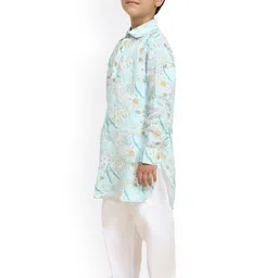Funny Bones Clothings Boys Printed Regular Linen Kurta with Pyjamas image 3