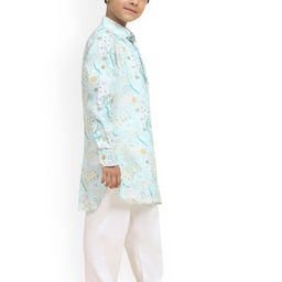 Funny Bones Clothings Boys Printed Regular Linen Kurta with Pyjamas image 4