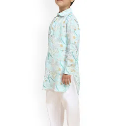 Funny Bones Clothings Boys Printed Regular Linen Kurta with Pyjamas image 4