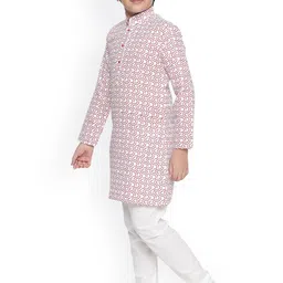 Jeetethnics Boys White Printed Regular Kurta with Pyjamas image 4