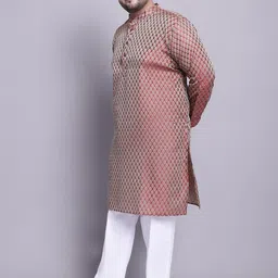 SOJANYA PLUS Ethnic Motifs Woven Design Regular Kurta With Pyjamas & Nehru Jacket image 3