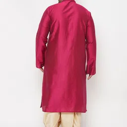 VASTRAMAY Men Fuchsia Kurta with Pyjamas image 4