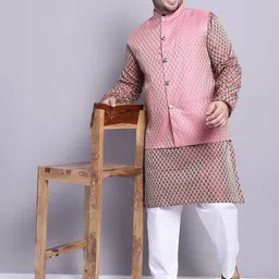 SOJANYA PLUS Plus Size Woven Design Kurta With Pyjamas & Nehru Jacket image 2