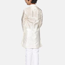 Sethukrishna Boys Cream-Coloured & White Kurta With Pyjamas image 5