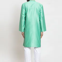 NEUDIS Men Green Regular Dupion Silk Kurta with Pyjamas image 5