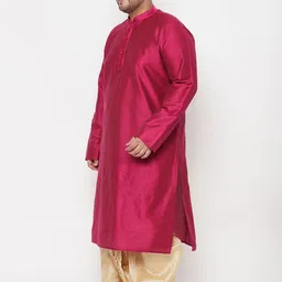 VASTRAMAY Men Fuchsia Kurta with Pyjamas image 5