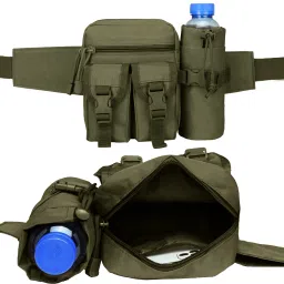 KRAPTICK Tactical Waist Bag with Bottle Holder | Waterproof Military Waist Pouch | Adjustable Outdoor Belt Bag for Hiking, Trekking, Camping & Travel-image-27