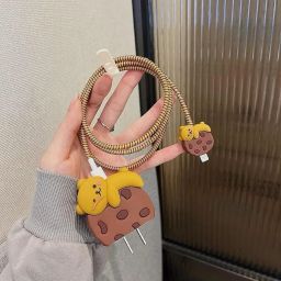 BeeNex Charger Case Cover for iPhone 18W-20W, 3D Cute Biscuit Design, Spiral Cable Protector-image-8