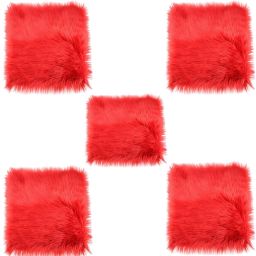 Fur Cushions with Insert Filler Microfibre Solid Cushion Pack of 5-image-4