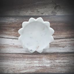 6 Inch White Marble Floral Shape Plate - Stone Dish for Serving - SMALL SIZE Half Plate-image-38