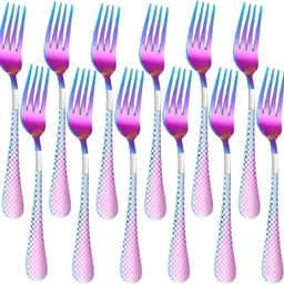 oicia Rainbow Dessert Salad Forks, Colorful Fork, Extra-Fine Dining Fork, Fruit Fork Stainless Steel Dinner Fork Set-picture-20