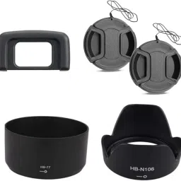 SUPERNIC 5pcs Combo for D3500 (Lens Hood + dk25 Eyecup and 55mm + 58mm Lens Cap) Lens Hood-3