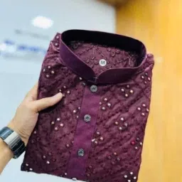Men Embroidered Cotton Blend Straight Kurta-image-41