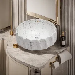 Premium Designer Ceramic Wash Basin Counter top basin(16x16x5.5) LIZZA 601 Table Top Basin-image-62