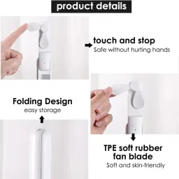 Sampri Portable Handheld Fan Personal Fan Rechargeable Battery Operated Multifunction Foldable Angle With USB Charging And AC Charging Port USB Fan image 3