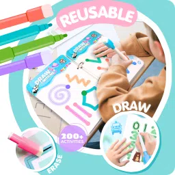 angel kids Reusable Tracing Lines for Kids 63 Pages Handwriting Practice Kit with Markers image 2