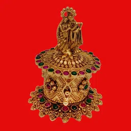 dk fashion jewels 1SD01 Gold Polish Sindoor Box Decorative Showpiece - 6 cm-picture-6