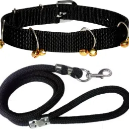 Dog Belt Combo of Black Ghungroo Collar with Black Lead 1.5m Lengthy Dog Collar & Leash-26