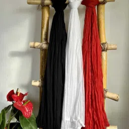 Cotton Blend Solid Multicolor Women Dupatta-image-22