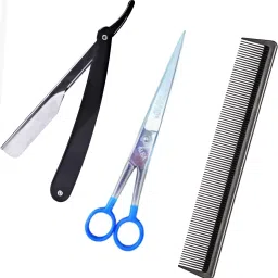 Salon Professional Barber scissor, Hair Comb and Shaving Razor Barber tools kit Scissors-24