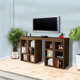 forktail Space-Saving-All-in-One-TV-Unit-Work-Desk-Book-Shelf-Dining-Table Engineered Wood Open Book Shelf image 2
