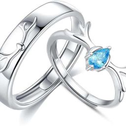 Valentine Gift Couple Ring for lovers Gift for Girlfriend Boyfriend/Husband Wife Alloy Cubic Zirconia Platinum Plated Ring Set-image-37
