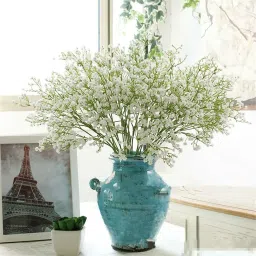 Artificial Baby's Breath Flower Sticks for Home Decor | Living Room (White, 3) White Wild Flower Artificial Flower-image-19